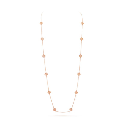 VCARO8DG00 9mm wrinkled flower four-leaf clover 16 flower necklace