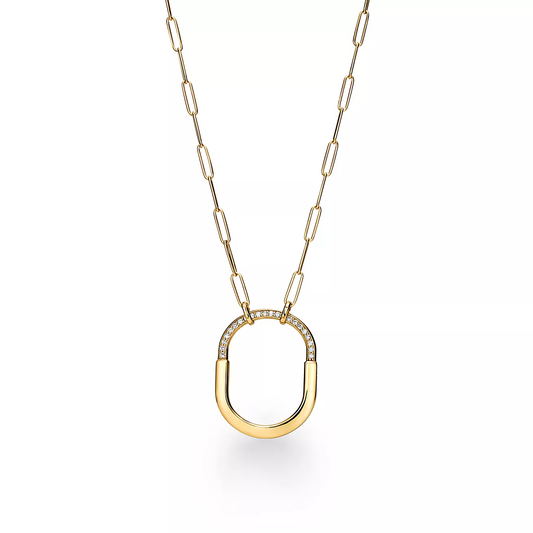 TIF-72342194 Large Love Activity Lock Colored Half Diamond Necklace