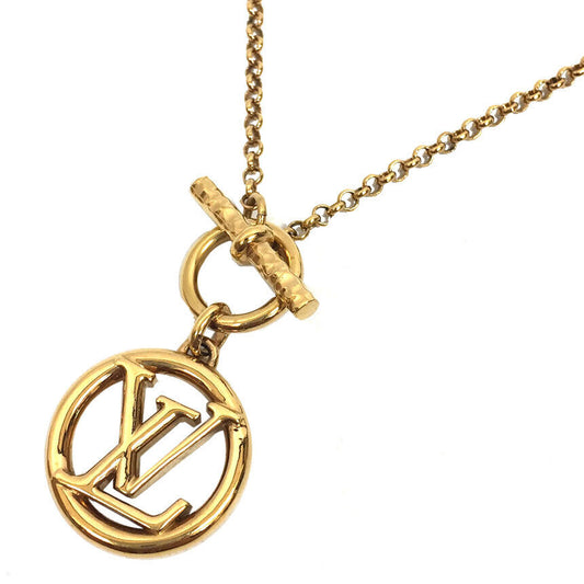 LV-M00598 light gold Q-shaped LV ring LOGO necklace