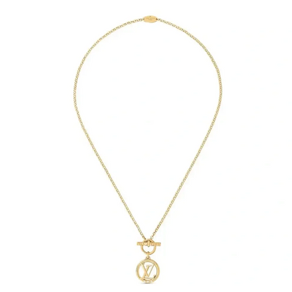 LV-M00598 light gold Q-shaped LV ring LOGO necklace