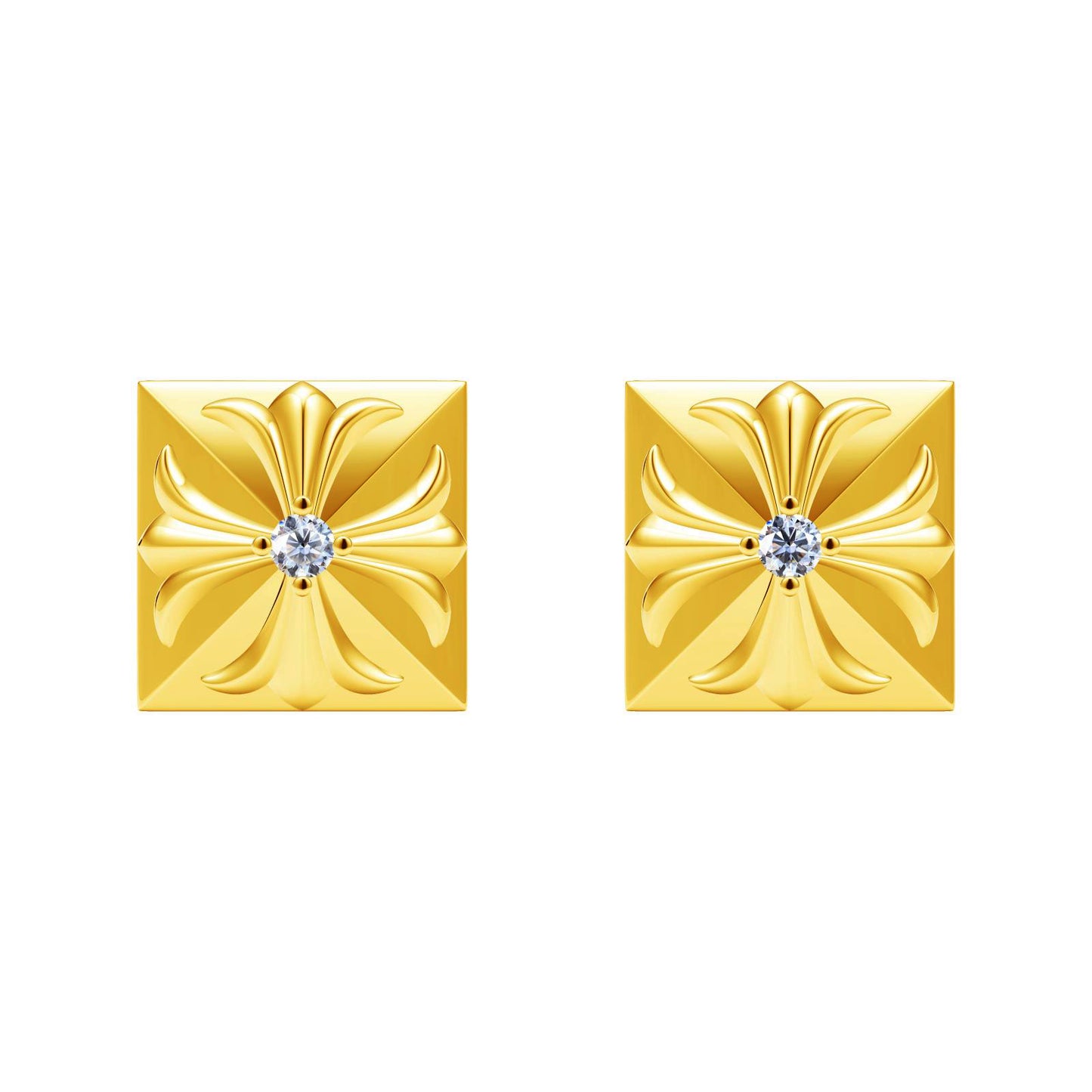 KLX-CH507045 8mm Square Cross Stud Earrings
