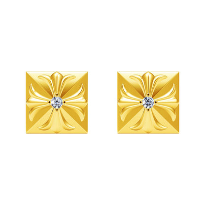 KLX-CH507045 8mm Square Cross Stud Earrings