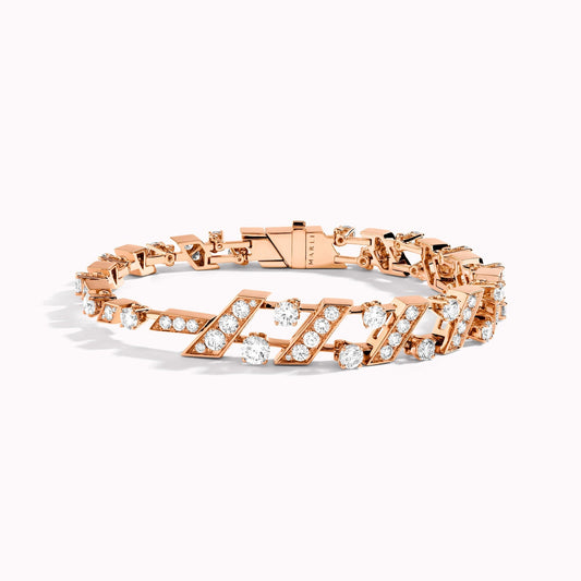 ML-AVEN-B16 Slash Round Diamond Spacer Rail Bracelet