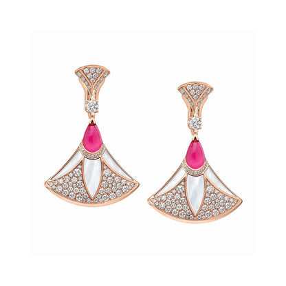 BGL-360699 pink pear-shaped fan earrings
