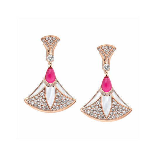 BGL-360699 pink pear-shaped fan earrings