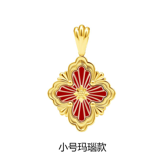 BQLT-XL326934 12.6mm small gold agate version, European style four-leaf clover pendant