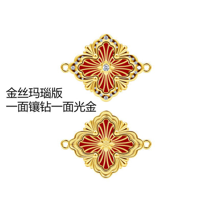BQLT-BRC562436 gold agate version with diamonds on one side and bright gold on the other side European style four-leaf clover bracelet