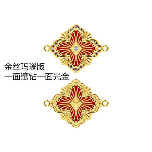 BQLT-BRC562436 gold agate version with diamonds on one side and bright gold on the other side European style four-leaf clover bracelet