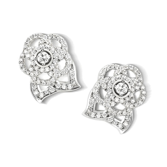 XNE-J3602 camellia full diamond earrings