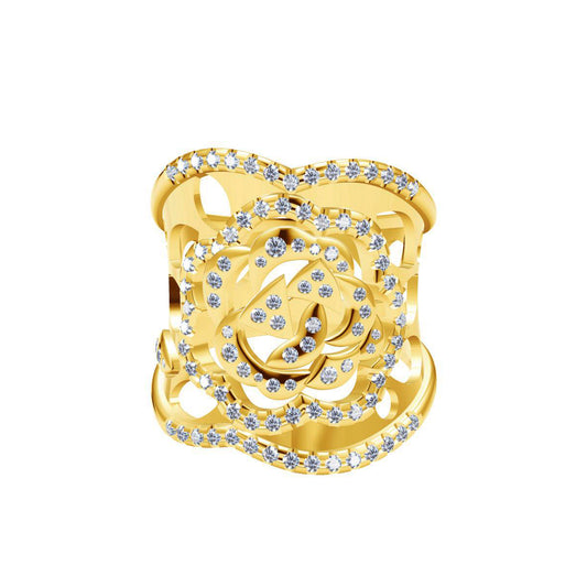 XNE-J35545 Rose Camellia Ribbon Ring