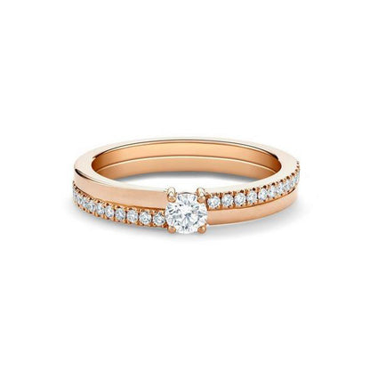 DBES-R102285 Crossed four-prong diamond straight arm ring 1ct