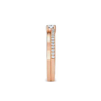 DBES-R102285 Crossed four-prong diamond straight arm ring 1ct