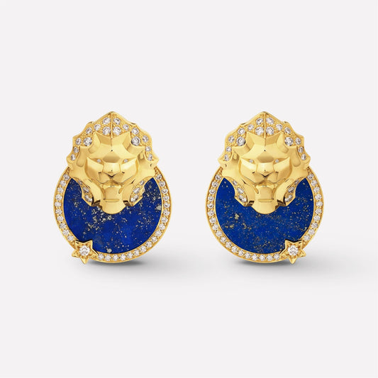 XNE-J11367 star lapis lazuli lion ear clip