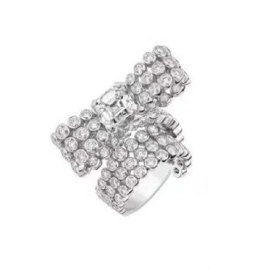 XNE-J69240 four-claw 9.7x9.58x5.86 main diamond blister bezel set bow 15# ring