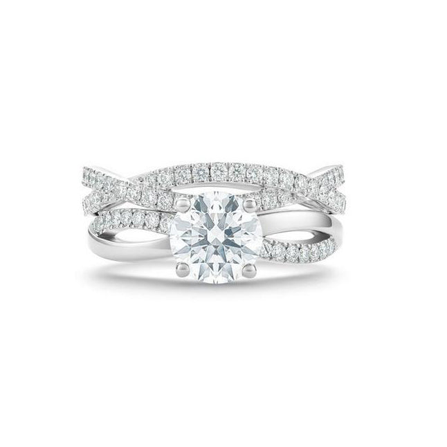 DBES-R102322 Crossed Four-Prong Twisted 8-Strip Ring