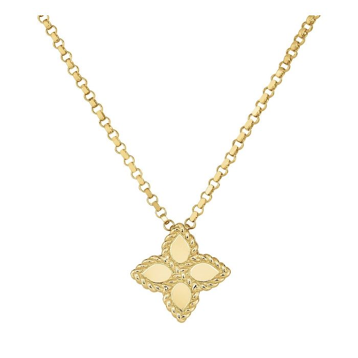 LBT-AR777CL0677 10MM扭绳四叶草镂空光金吊坠