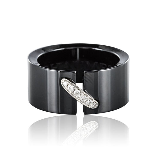 SM-70864 8mm black ceramic inclined bar wide version ring