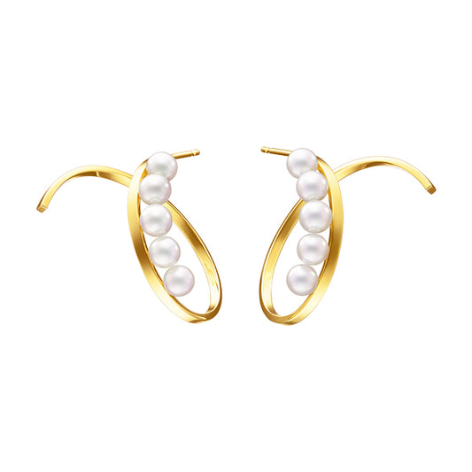 TSQ-E-4141 Pearl twisted coil earrings