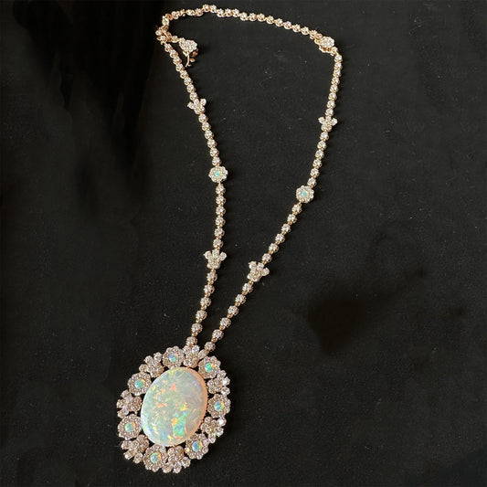 DIOR-83789 egg-shaped opal special-shaped diamond surround stone luxury necklace