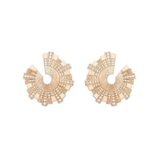 BJ-G38RA200 Bark Pattern Sun Opening Sun Flower Strips Earrings
