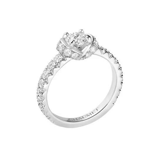 SM-084864 Crossed four-prong V-neck diamond straight arm ring