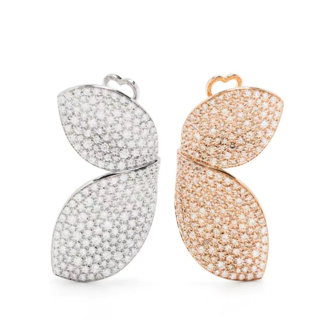 PB-16459BR diamond leaf earrings