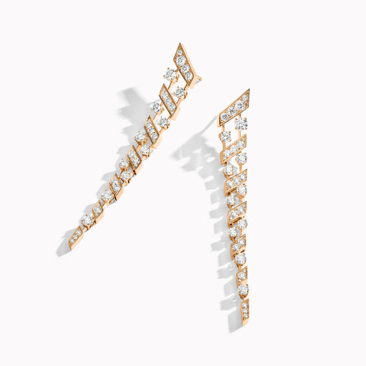 ML-AVEN-E15 Rail Extended Slash Round Diamond Spacer Series Earrings