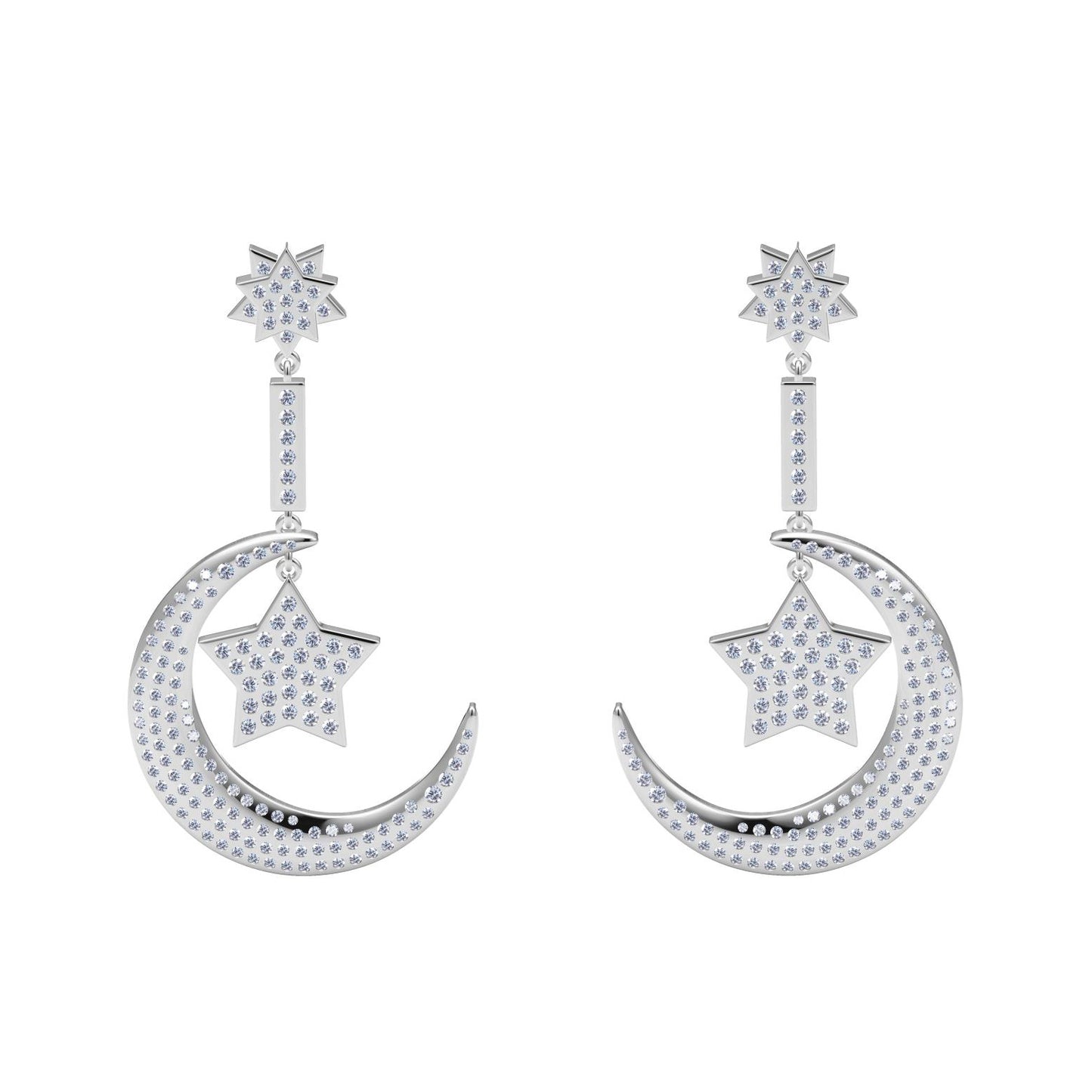 XNE-J16039 Star Moon Earrings Customer Edition
