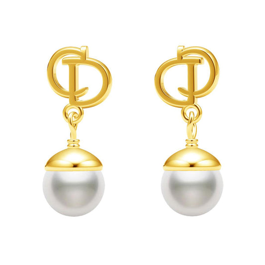 DA-E6724 Letter CD Pearl Stud Earrings