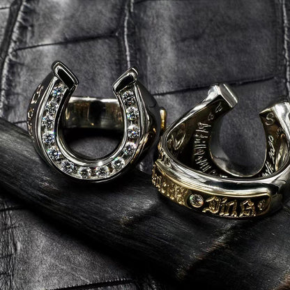 KLX-CH204166 U-shaped diamond color lettered men’s ring