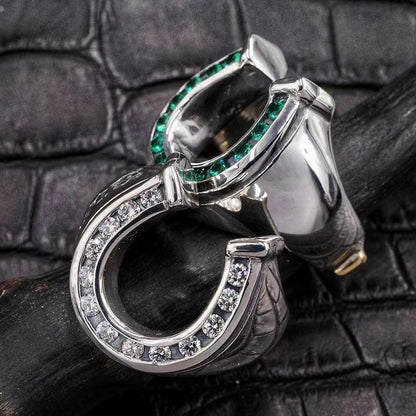 KLX-CH204166 U-shaped diamond color lettered men’s ring