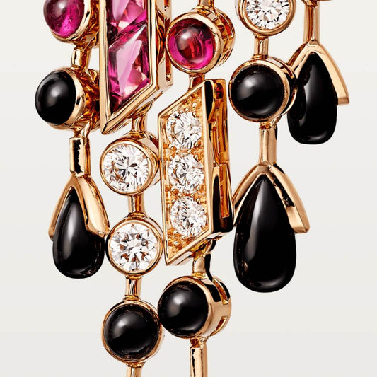 KDY-H8000485 side head leopard earrings pink diamond version side head hanging chain earrings