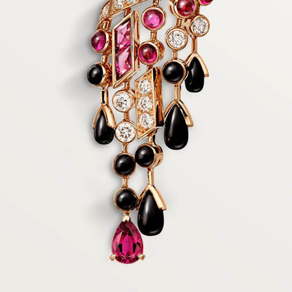 KDY-H8000485 side head leopard earrings pink diamond version side head hanging chain earrings