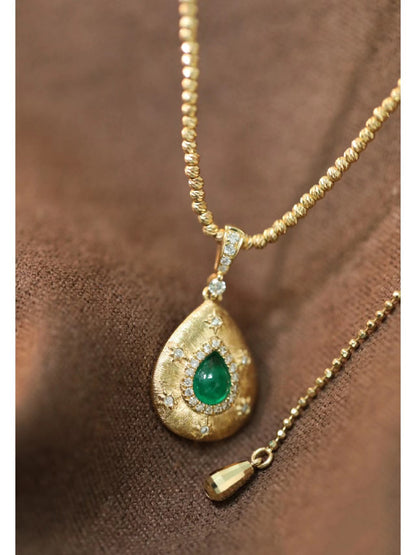 BQLT-PEN21246 round body light gold surface flower drop pendant