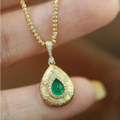 BQLT-PEN21246 round body light gold surface flower drop pendant