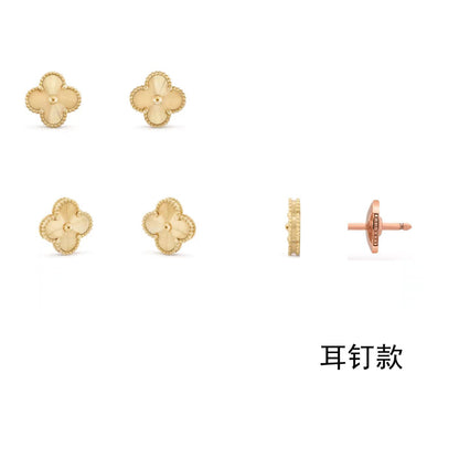 VCA318376 9.5MM车花片四叶草耳钉