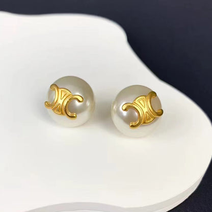 CL-944778 Double Clogo Pearl Stud Earrings