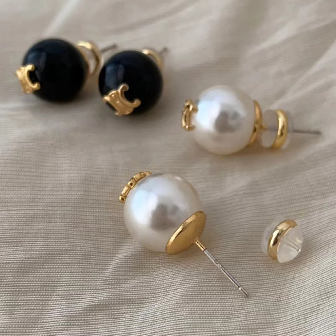 CL-944778 Double Clogo Pearl Stud Earrings