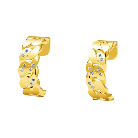 AMS-H665500 Denim Chain Buckle Earrings