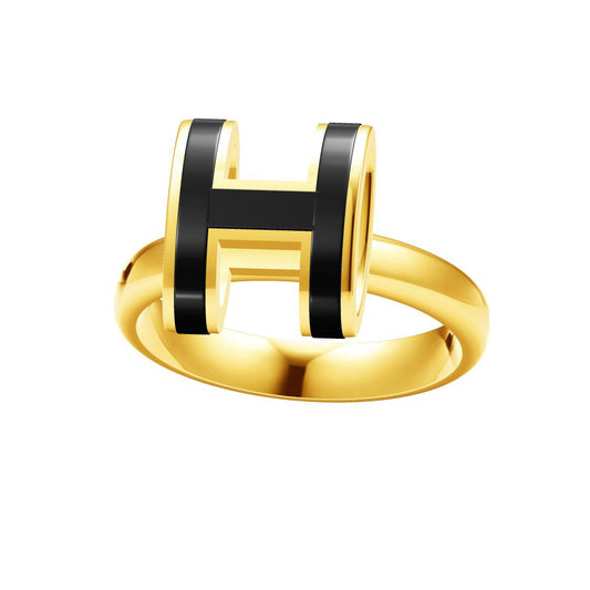 AiH Shi-H212481B Letter H Epoxy Glossy Gold Arm Ring 15.5#