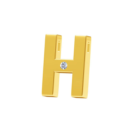 爱H仕-H201198F单钻平面立体H吊坠