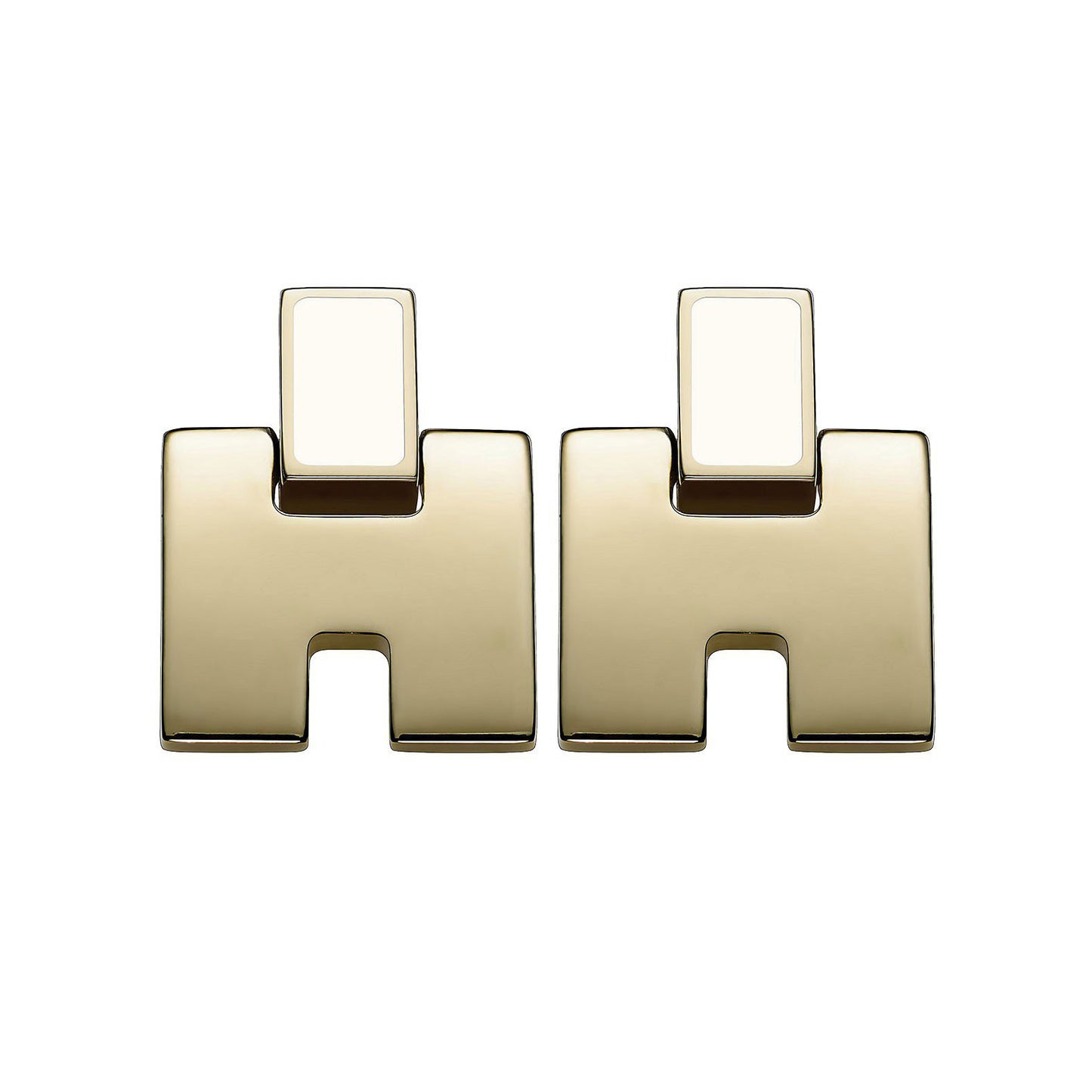 爱H仕-H616201FE 7mm字母光金H耳钉（客版）