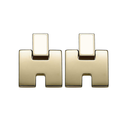 爱H仕-H616201FE 7mm字母光金H耳钉（客版）