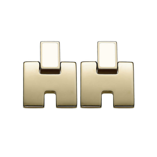 爱H仕-H616201FE 7mm字母光金H耳钉（客版）