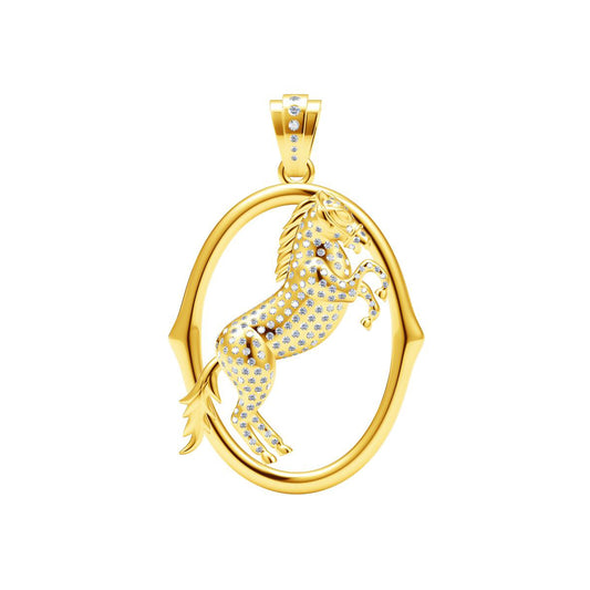 AiHshi-H218095F circle full diamond horse pendant