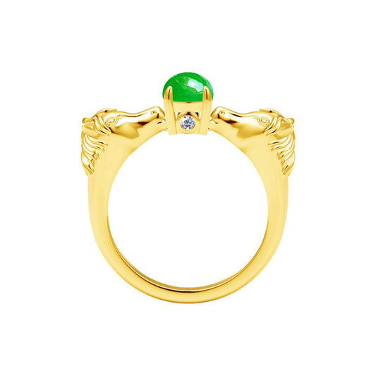 AiHshi-H135358B double horse head pearl ring 12.5#