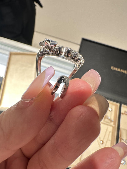 XNE-J12208 Diamond-Pentagram Moon Ring