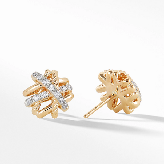 DWYM-E13228 twisted rope twist cross wire ball earrings