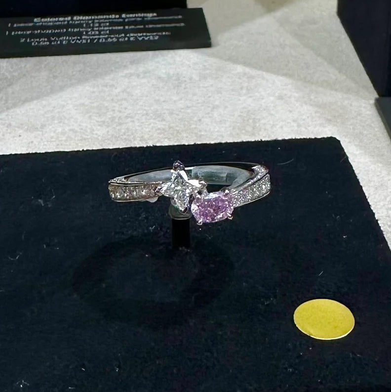 LV-Q90271 Double Stone Twist Arm Ring 14#