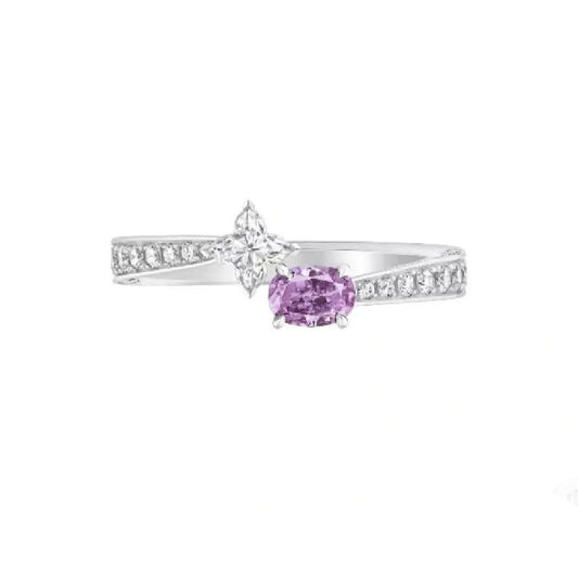 LV-Q90271 Double Stone Twist Arm Ring 14#